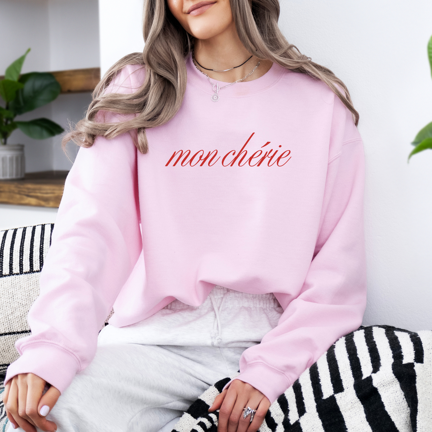 Mon Cherie Sweatshirt - Red Text