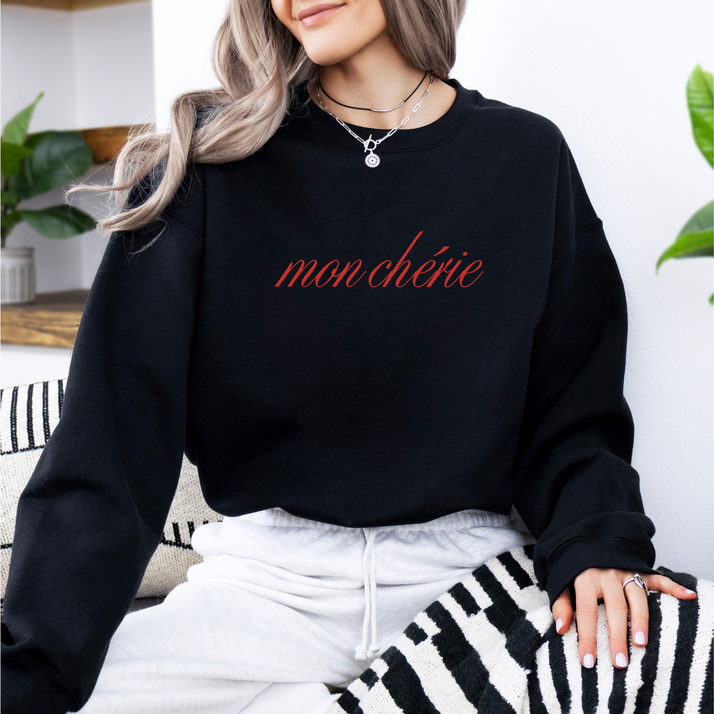 Mon Cherie Sweatshirt - Red Text