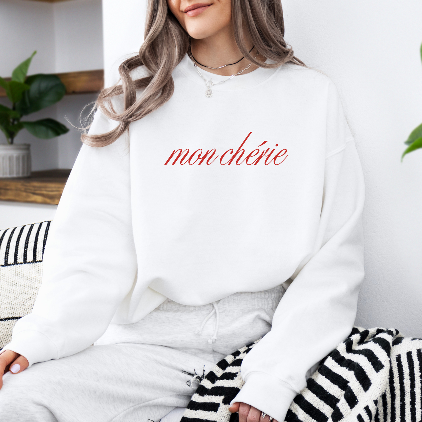 Mon Cherie Sweatshirt - Red Text